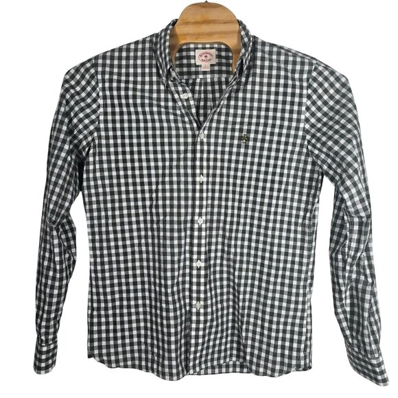 Brooks Brothers Red Fleece Button Down Shirt Large Green White Check Long Sleeve - Picture 2 of 8